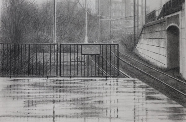 Danger, graphite drawing by Cerulean Arts Collective member Kathleen Wert.