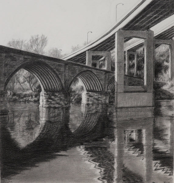Intersection, graphite drawing by Cerulean Arts Collective member Kathleen Wert.