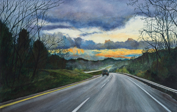 Journey, watercolor on Arches paper painting by Cerulean Arts Collective member Kathleen Wert.