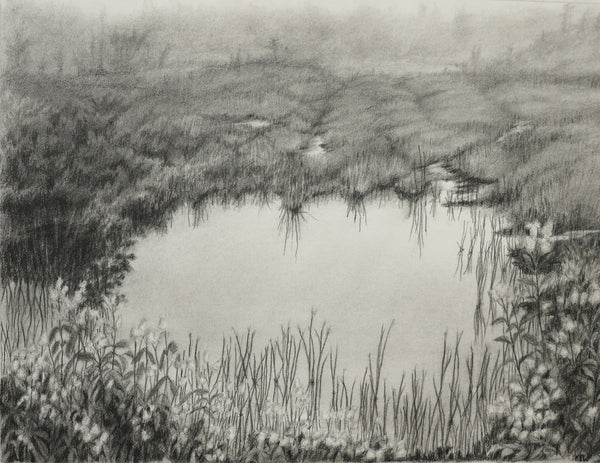 Mirror, graphite drawing by Cerulean Arts Collective member Kathleen Wert.