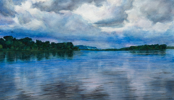 River Storm, watercolor on Arches paper painting by Cerulean Arts Collective member Kathleen Wert.