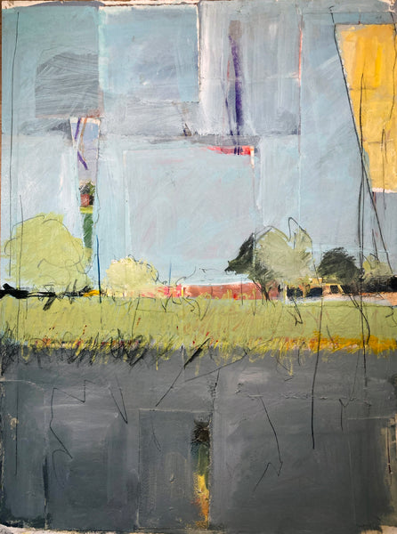 Greenwich Farm 3, mixed media collage on board by Cerulean Arts Collective member Mark Willie