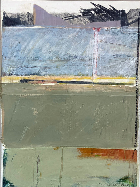 Abstract art piece with layered colors and textures