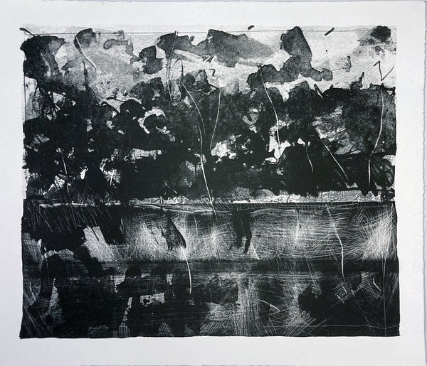 Untitled 3, stone lithograph on paper print by Cerulean Arts Collective member Mark Willie