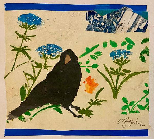 Julie Zahn: Crow in Hydrangea Garden