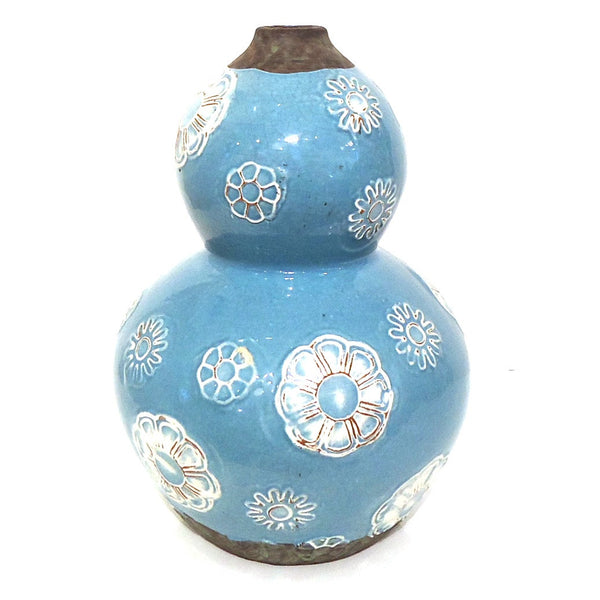 Blue Ceramic Vase with Flowers