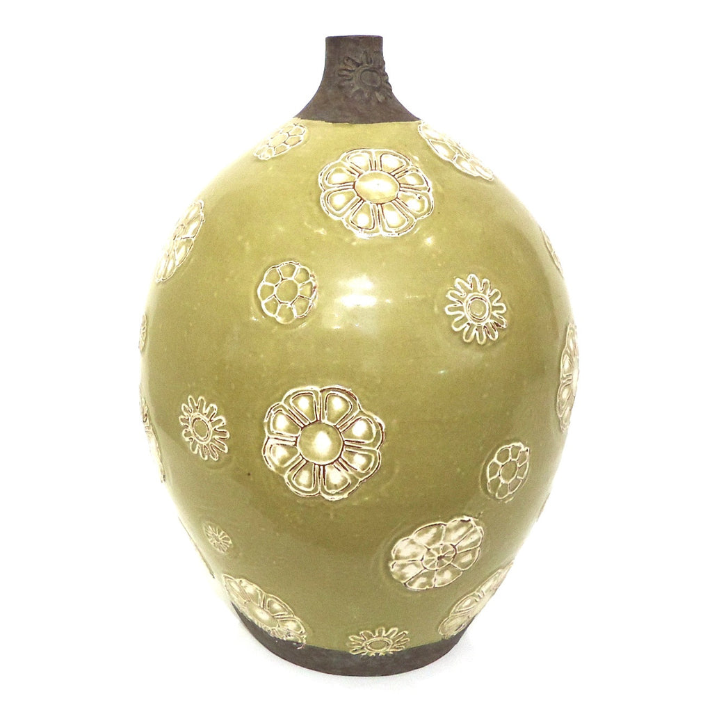 Green Ceramic Vase with Flowers – Cerulean Arts