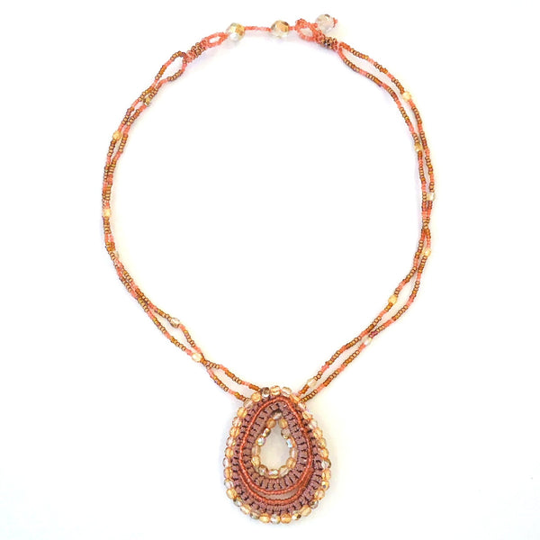 Seed Bead with Silk Crochet Necklace