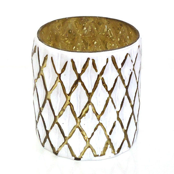 White with Gold Votive