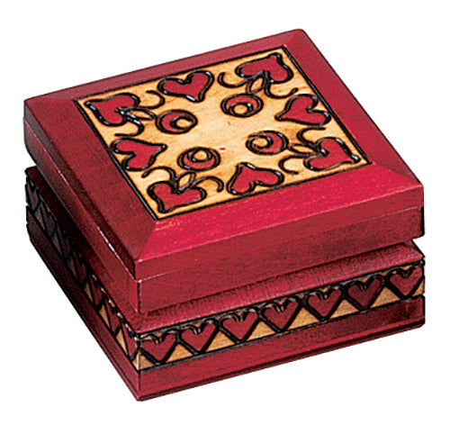 Carved wood box handmade from seasoned Linden wood by artisans in the Tatra Mountain region of Poland.