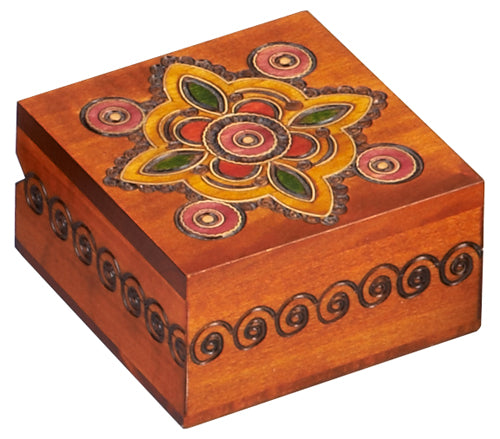 Carved wood keepsake box handmade from seasoned Linden wood by artisans in the Tatra Mountain region of Poland.