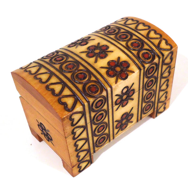 Carved Wood Box - Treasure Chest