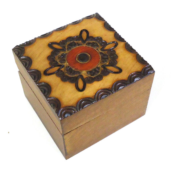 Carved Wood Box - Small Pattern