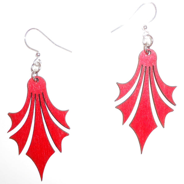 Wood Earrings - Red Deco Pendant