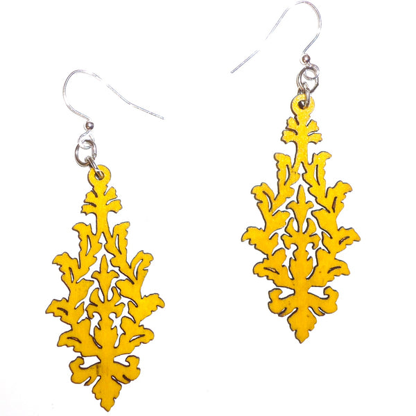 Wood Earrings - Yellow Fronds