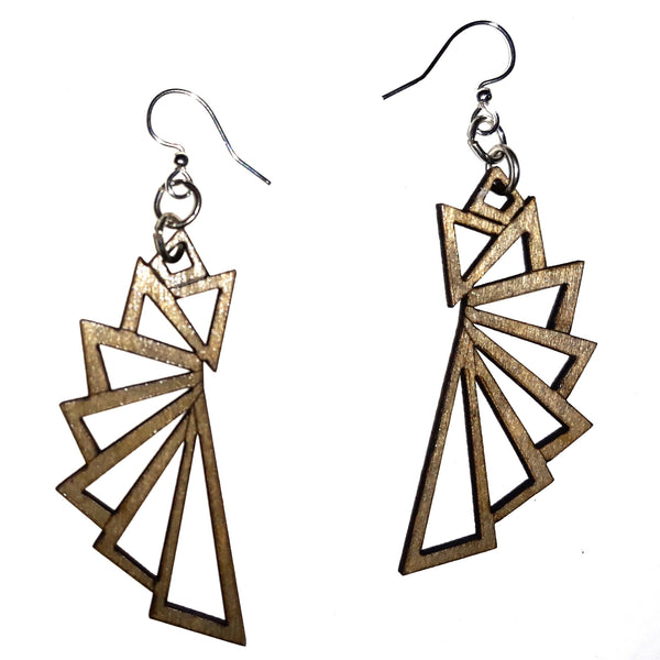 Wood Earrings - Gray Triangular