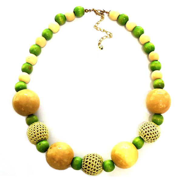 Wood Bead with Crochet Necklace