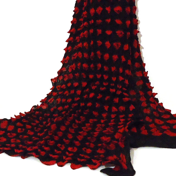 Bandhani Cotton Scarf, Black & Red