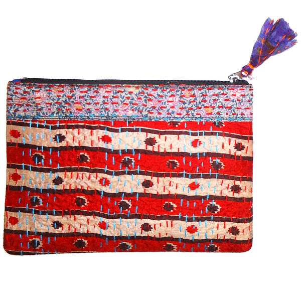 Kantha Pouch - Red