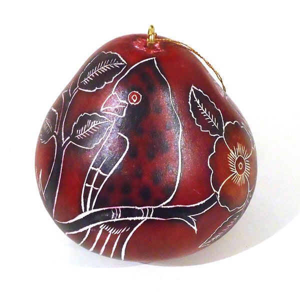 Gourd Ornament - Cardinals on Branch