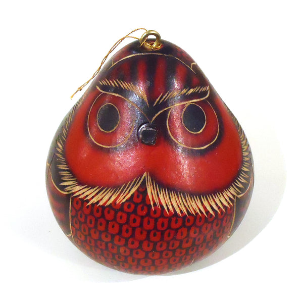 Gourd Ornament - Red Owl