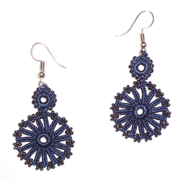 Chain of Circles Earrings - Navy