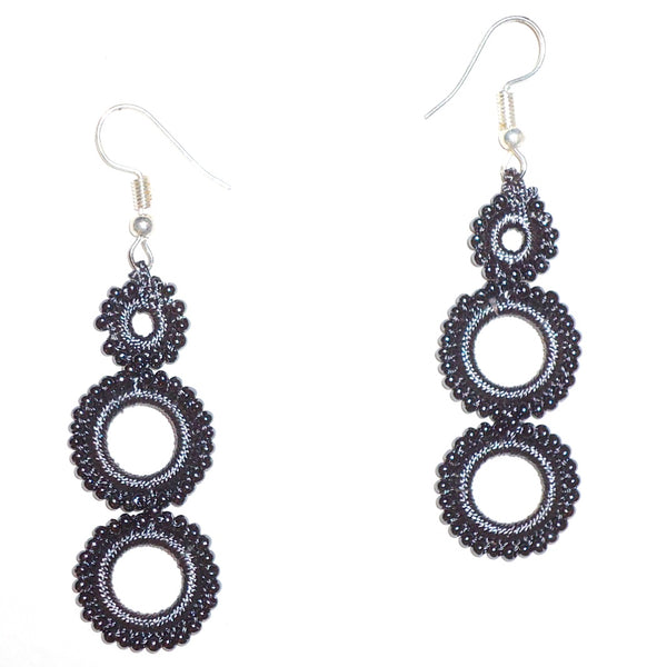 Parade of Circles Earrings - Charcoal