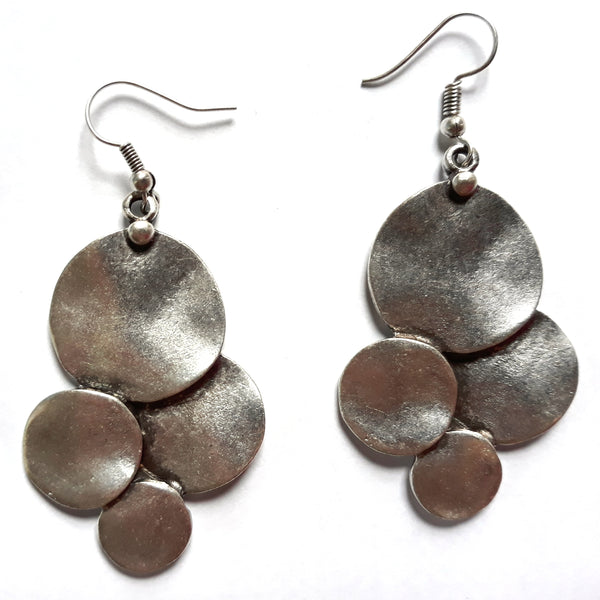 Happy circle silver plated earrings available at Cerulean Arts.