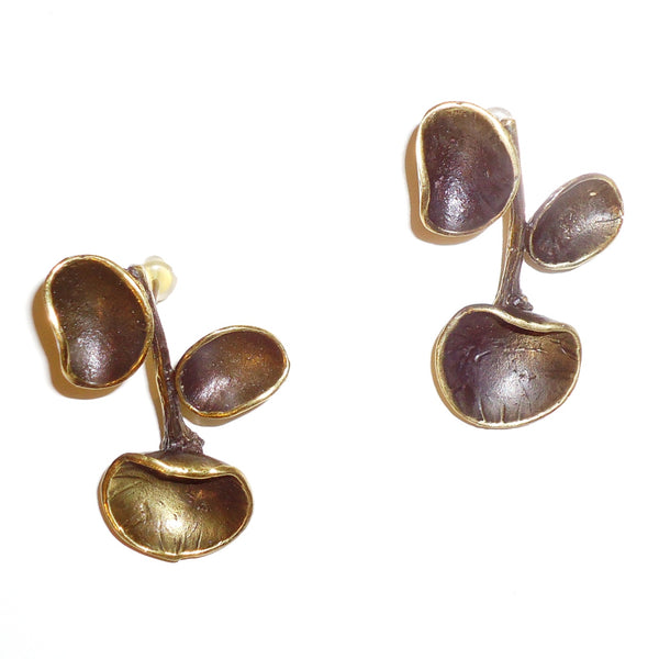 Bronze Round Leaf Earrings