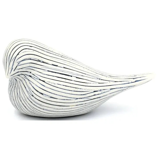 Porcelain bird with raked design in grey available at Cerulean Arts. 