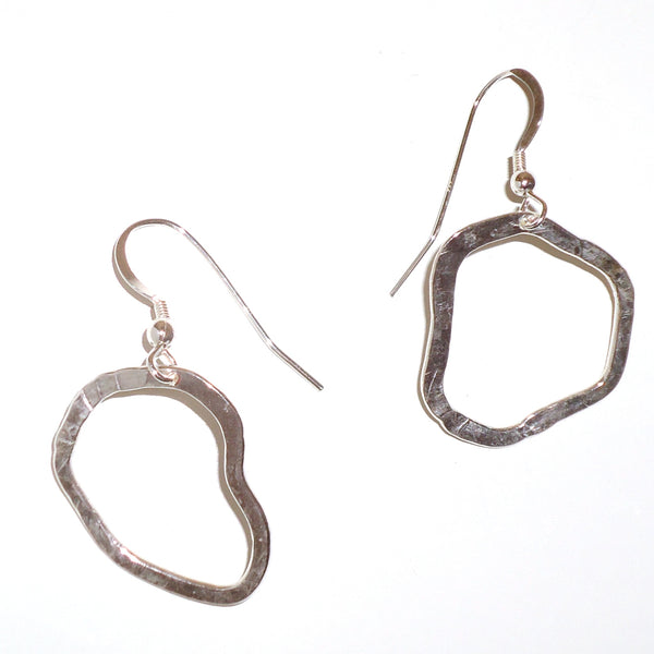 Hammered Silver Earrings - Free Form