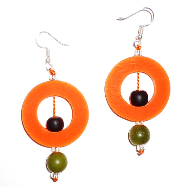 Circle Resin Earrings - Orange