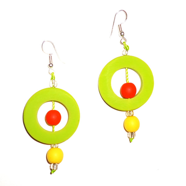 Circle Resin Earrings - Lime