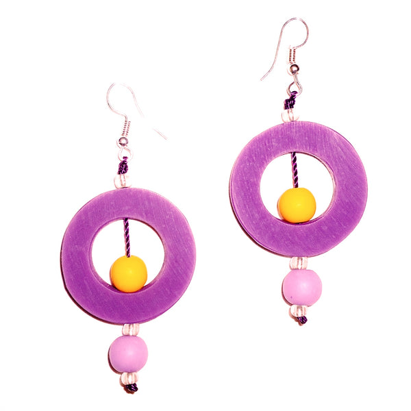 Circle Resin Earrings - Purple