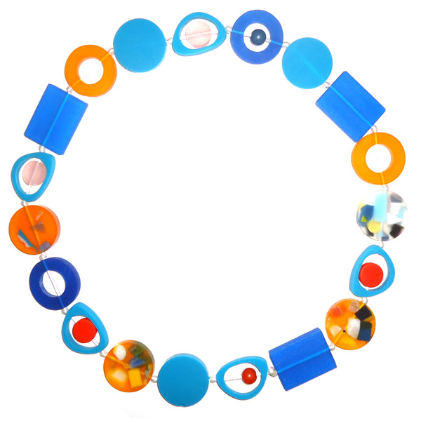 Resin Necklace - Blue/Orange