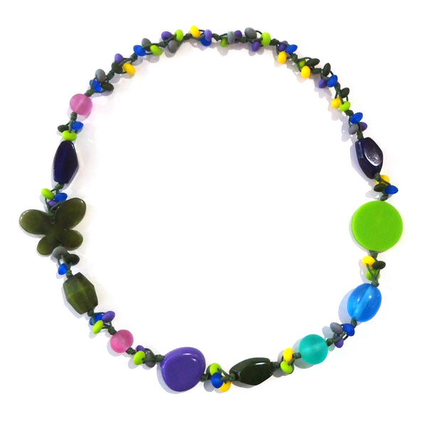 Resin Necklace - Green Butterfly