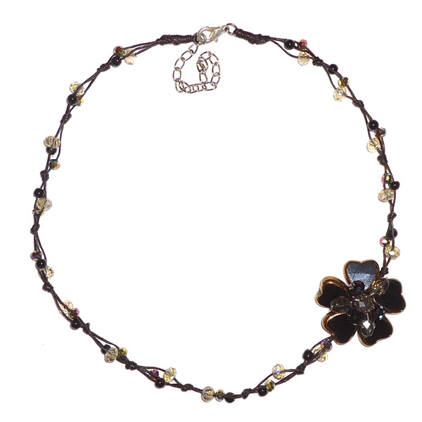 Flower Cluster Necklace - Bronze