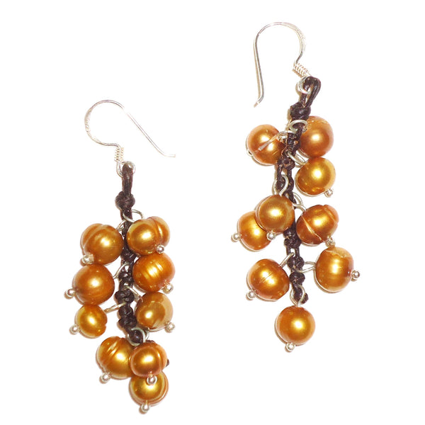 Pearl Cluster Earrings - Gold