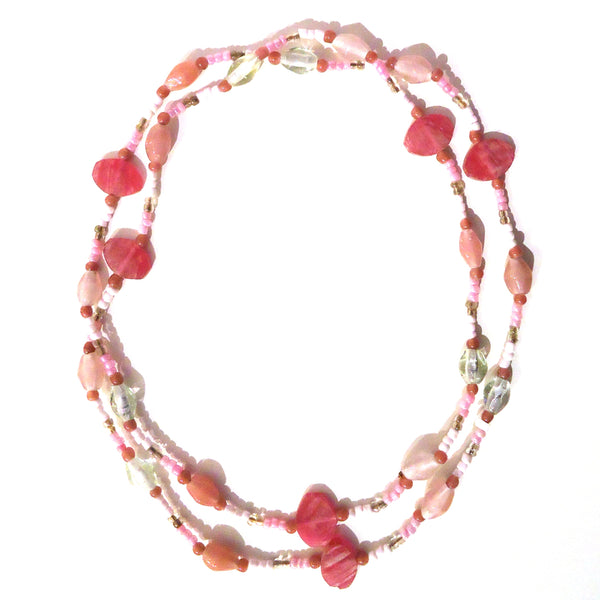 Glass Bead Necklace - Pink