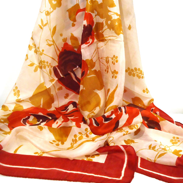 Square Silk Scarf - Red