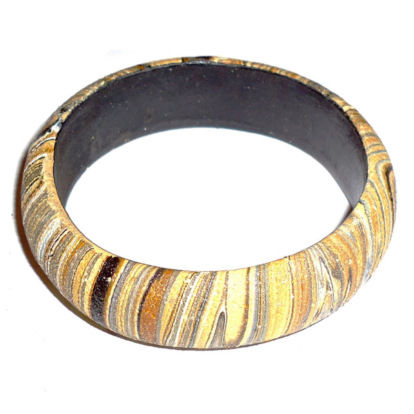 Large marblized wooden bangle in sandstone colors available at Cerulean Arts.  