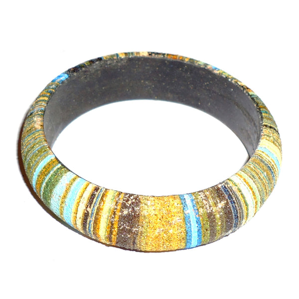 Large marblized wooden bangle in turquoise colors available at Cerulean Arts.
