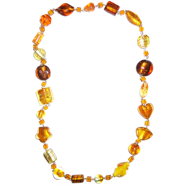 Art Glass Necklace - Amber