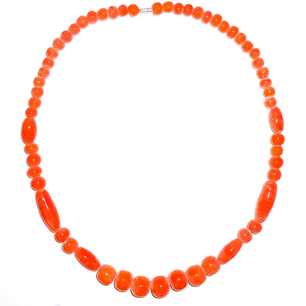 Glass Bead Necklace - Coral Rose