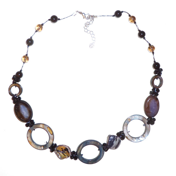 Stone & Shell Necklace - Black