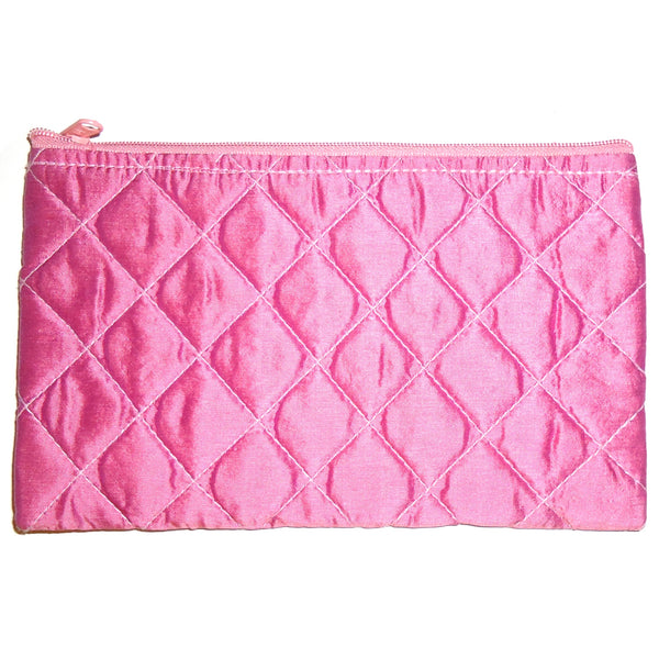 Quilted Silk Pouch - Rose