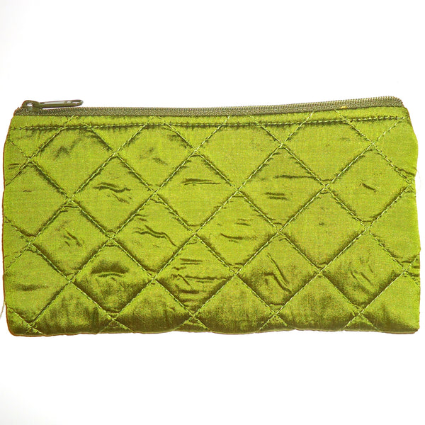 Quilted Silk Pouch - Chartreuse