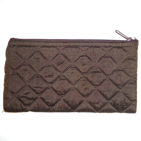 Quilted Silk Pouch - Bark