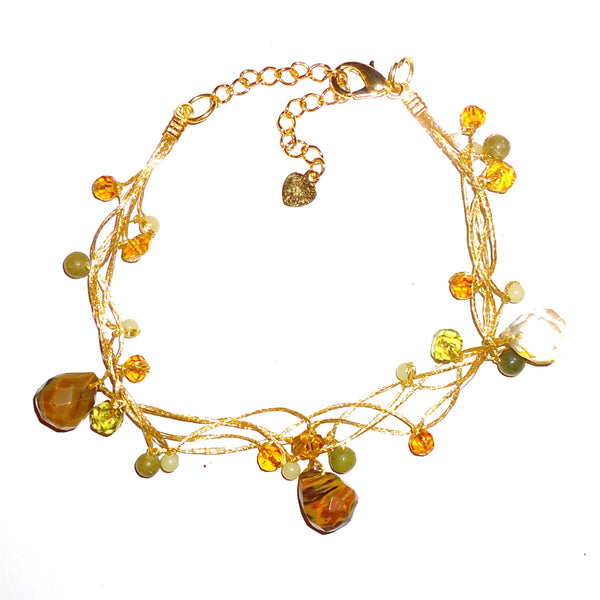 Stone & Crystal Bracelet - Gold