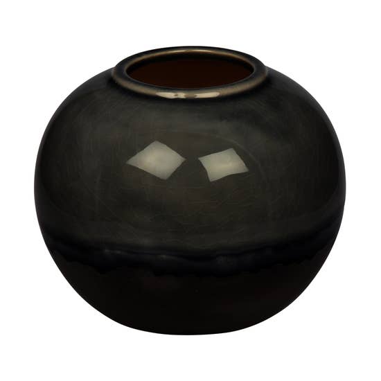 Ceramic Sphere Vase - Black / Gray
